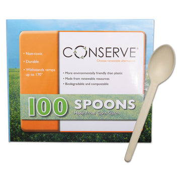 CONSERVE® Corn Starch Cutlery, Spoon, White, 100-pack freeshipping - TVN Wholesale
